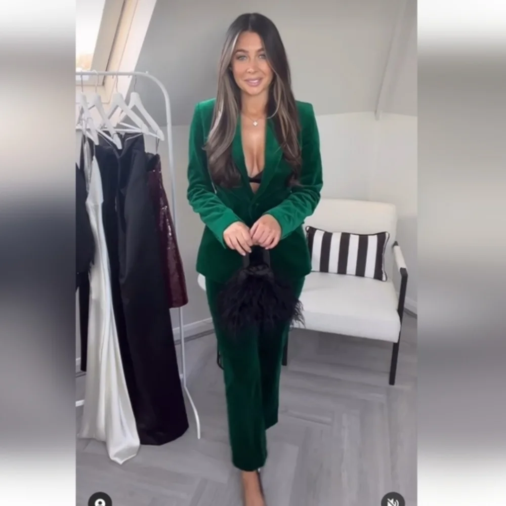 Zara Velvet Blazer Green Size L